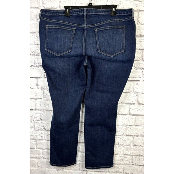 Old Navy Womens Relaxed Fit Straight Droit Jeans Dark‎ Wash High Rise Stretch 18 - Picture 2 of 6